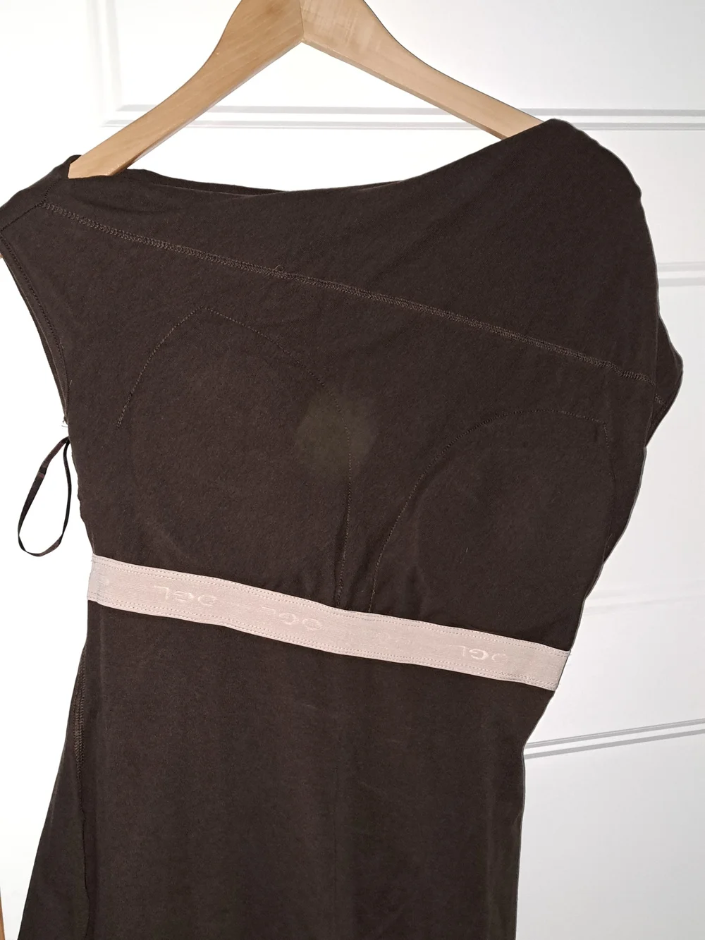 OGL Chocolate Brown Asymmetrical Ruched One-Shoulder Dress - Picture 3 of 5